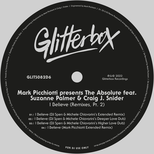 Mark Picchiotti presents The Absolute feat. Suzanne Palmer & Craig J. Snider - I Believe (Remixes, Pt. 2) [GLITS082D6]